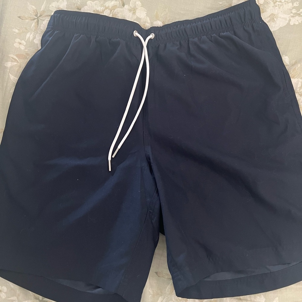 Lands' End Dark Blue Swim Trunks with White Cord - Men’s Size Large NWOT
